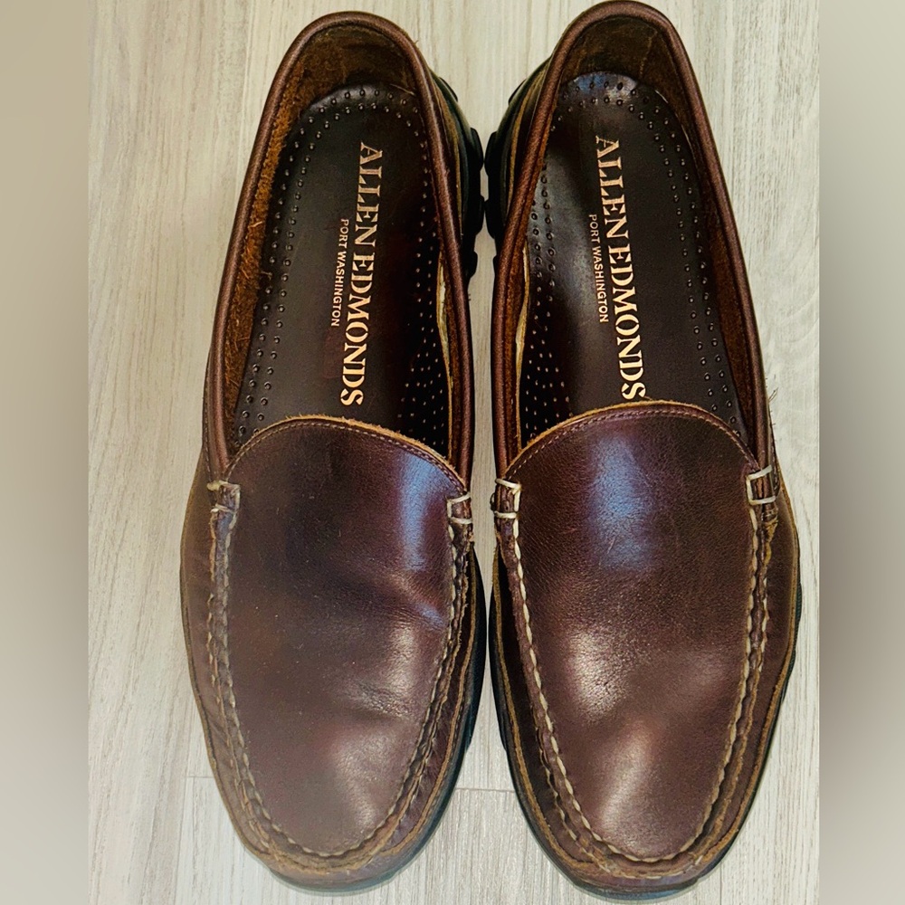 Allen Edmonds Leather Boulder Venetian Moccasins 7.5D Brown Driving Loafers